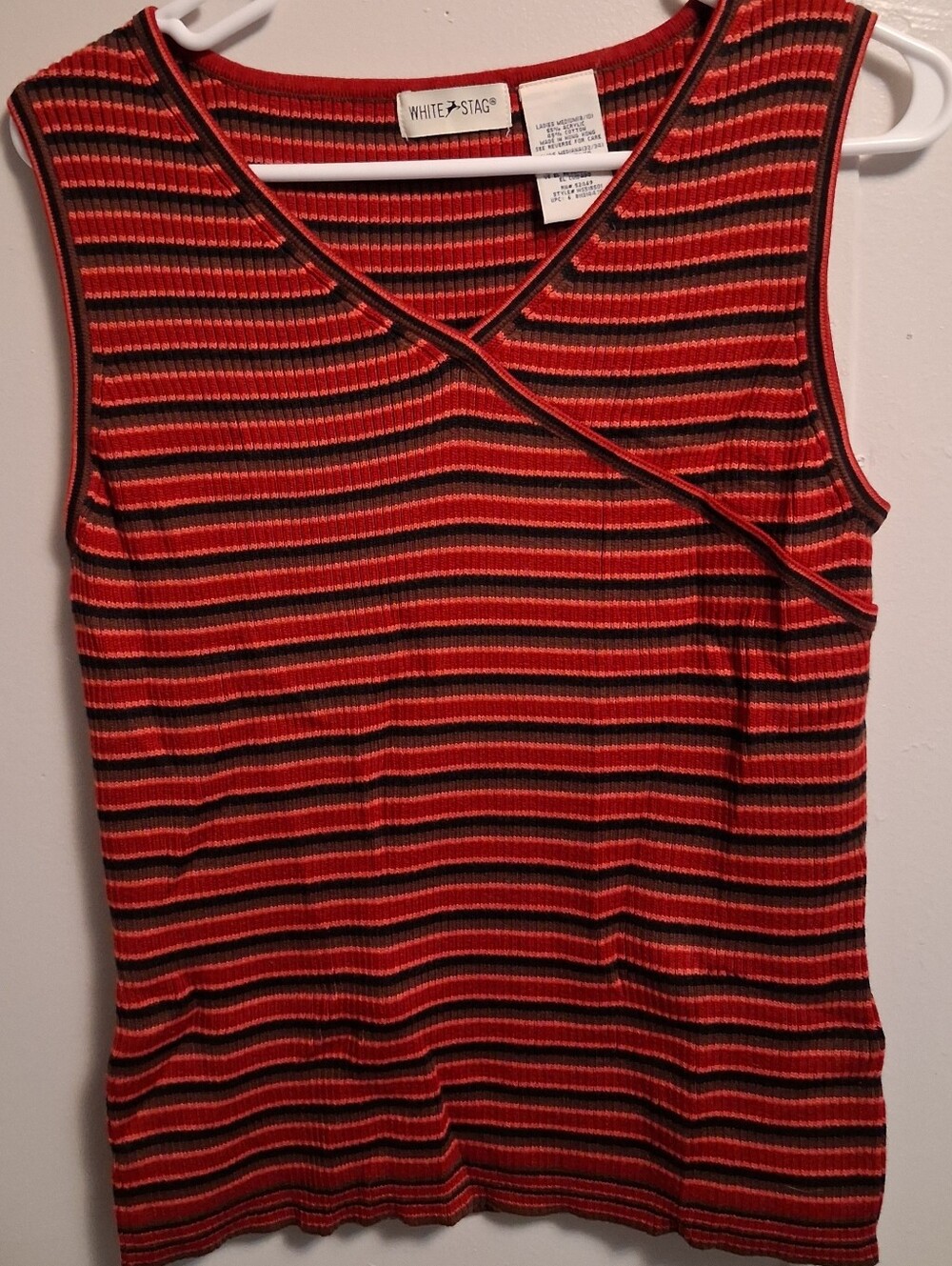 Vintage White Stag Red and Black Striped Sleeveless Ribbed Tank